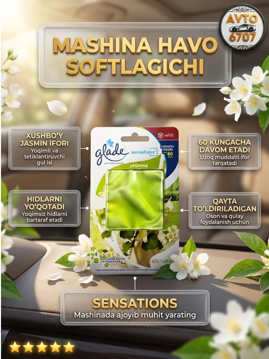 Glade Sensations avto va uy uchun gel aromatizator, 60 kunlik ifor