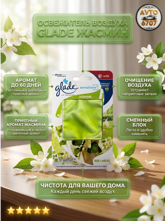 Glade Sensations avto va uy uchun gel aromatizator, 60 kunlik ifor