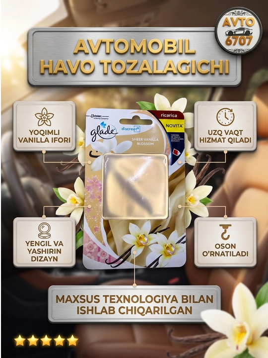 Glade Sensations avto va uy uchun gel aromatizator, 60 kunlik ifor