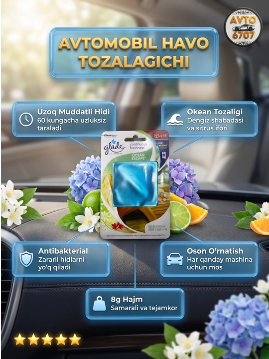 Glade Sensations avto va uy uchun gel aromatizator, 60 kunlik ifor