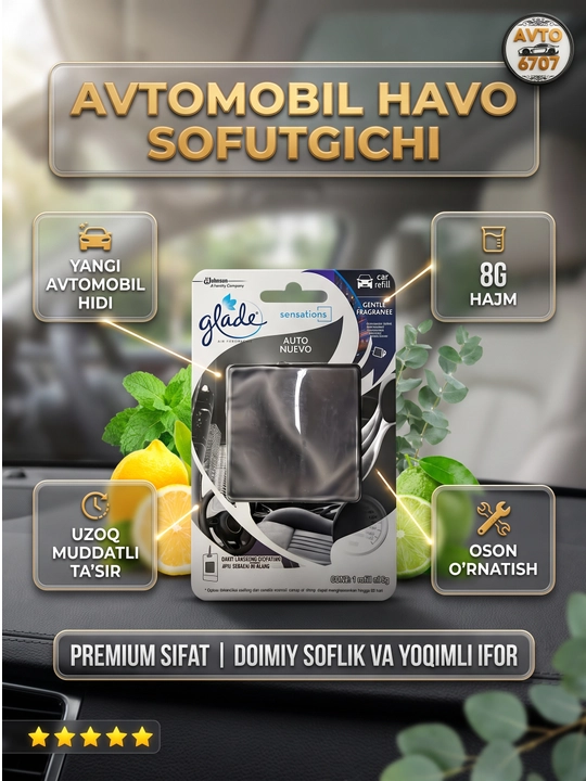 Glade Sensations avto va uy uchun gel aromatizator, 60 kunlik ifor