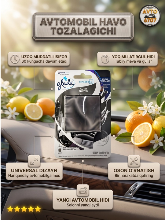 Glade Sensations avto va uy uchun gel aromatizator, 60 kunlik ifor