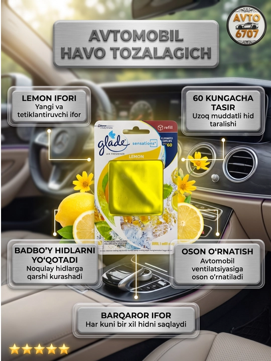 Glade Sensations avto va uy uchun gel aromatizator, 60 kunlik ifor