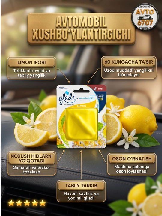 Glade Sensations avto va uy uchun gel aromatizator, 60 kunlik ifor - 