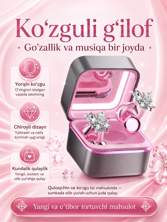 M161 OWS simsiz quloqchin, Bluetooth 6.0, ko‘zguli korpus, ayollar uchun naushnik - 