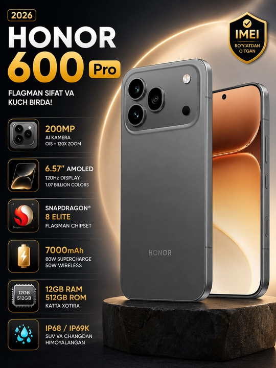 Смартфон HONOR 600 Pro / HONOR 600 / HONOR 600 Lite, 5G, AMOLED-дисплей, NFC, Black