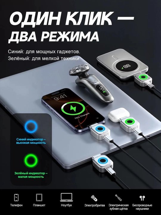 Защитное устройство для зарядки Type-C 140W, автоматическое отключение при полной зарядке