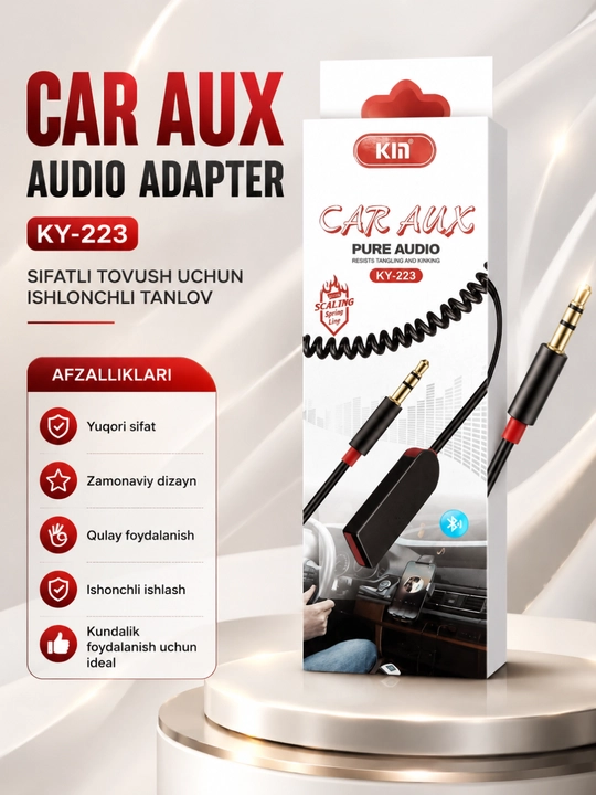 Bluetooth AUX аудио адаптер 3.5 мм для автомобиля – чистый звук и стабильное подключение - 