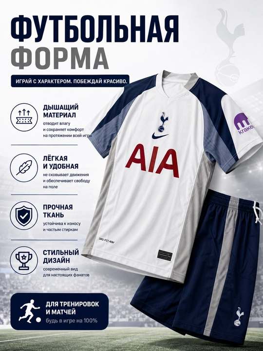 Футбольная форма в стиле разных команд, комплект для игры и тренировок - 