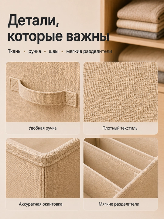 Органайзер для одежды FORRIS HOME в шкаф и комод, ящик для хранения вещей с секциями