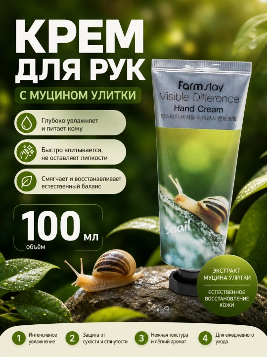 Qo'l kremi FarmStay, namlovchi va yoshartiruvchi, 100 g - 