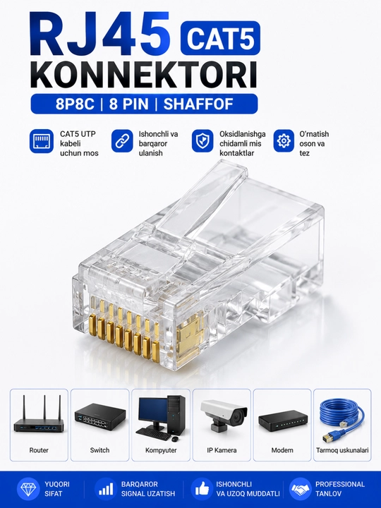 Коннектор RJ45 CAT5 UTP - 