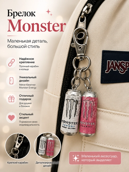 Брелок в форме "Monster", вешалка для ключей, сумка для аксессуаров и брелок для ключей - 