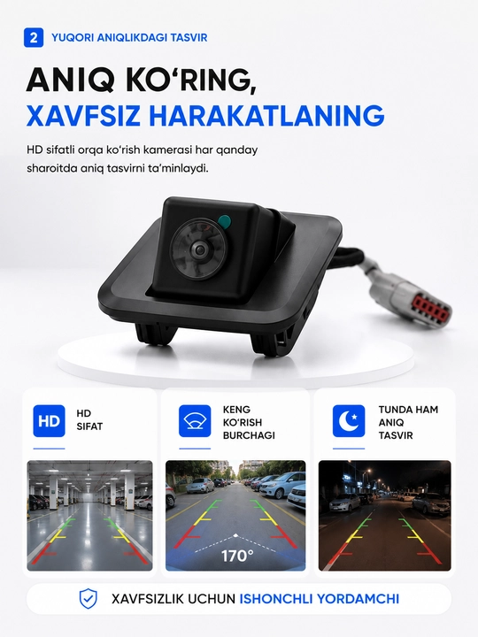Chevrolet Cobalt MSM 2025+ uchun 2K orqa ko'rinish kamerasi, monitor uchun orqa kamera