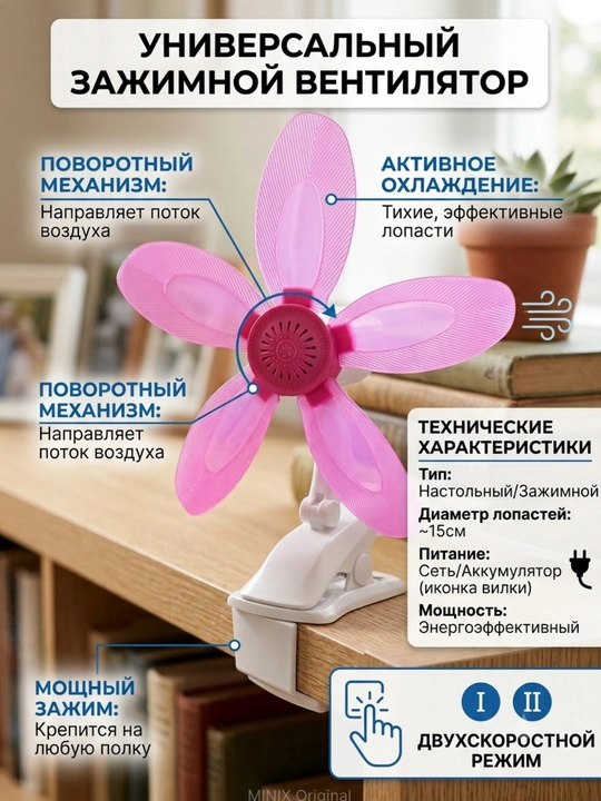 Настольный вентилятор, для дома и офиса, вентилятор с зажимом - 