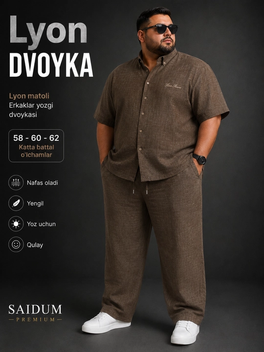 Lion dvoyka erkaklar uchun katta razmer, Loro Piano tepa past komplekt, velikan dvoyka - 