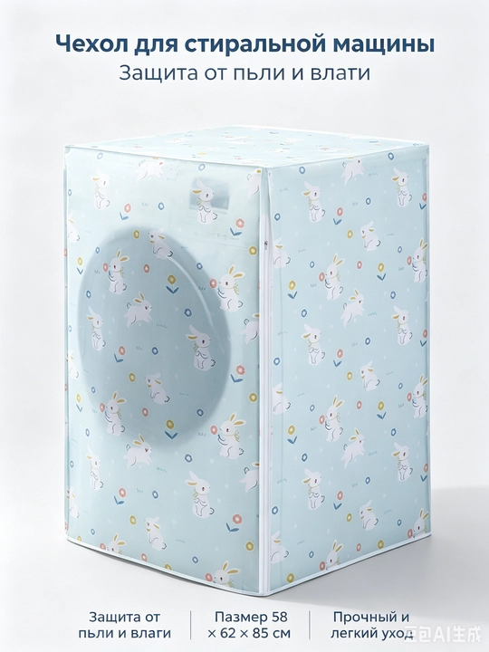 Kir yuvish mashinasi uchun himoya g'ilofi - PEVA 100%, 58 × 62 × 85 sm - 