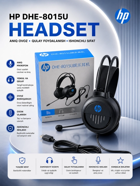 Hp dhe-8015u usb проводная стерео гарнитура с микрофоном для пк и ноутбука - 