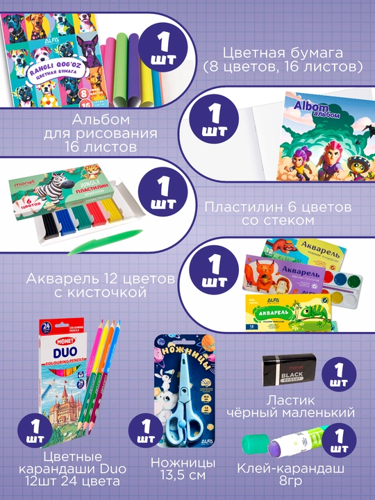 Набор школьной канцелярии для учеников 1–11 классов