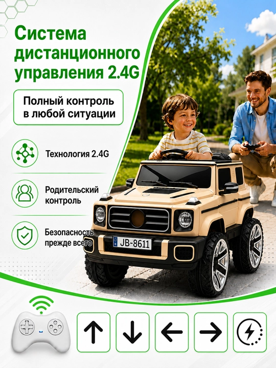 Детский электромобиль Premium 24V 4×4, 4 мотора 550, Bluetooth, APP, LED