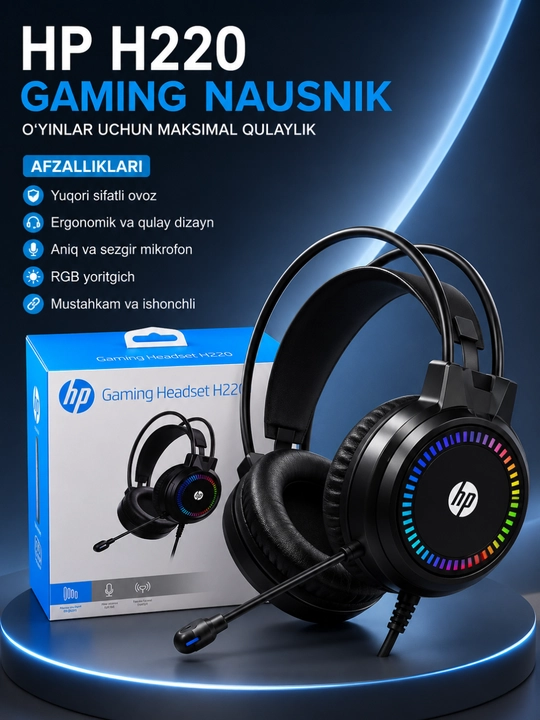 HP H220 RGB Gaming Headset проводная игровая гарнитура с микрофоном для ПК - 