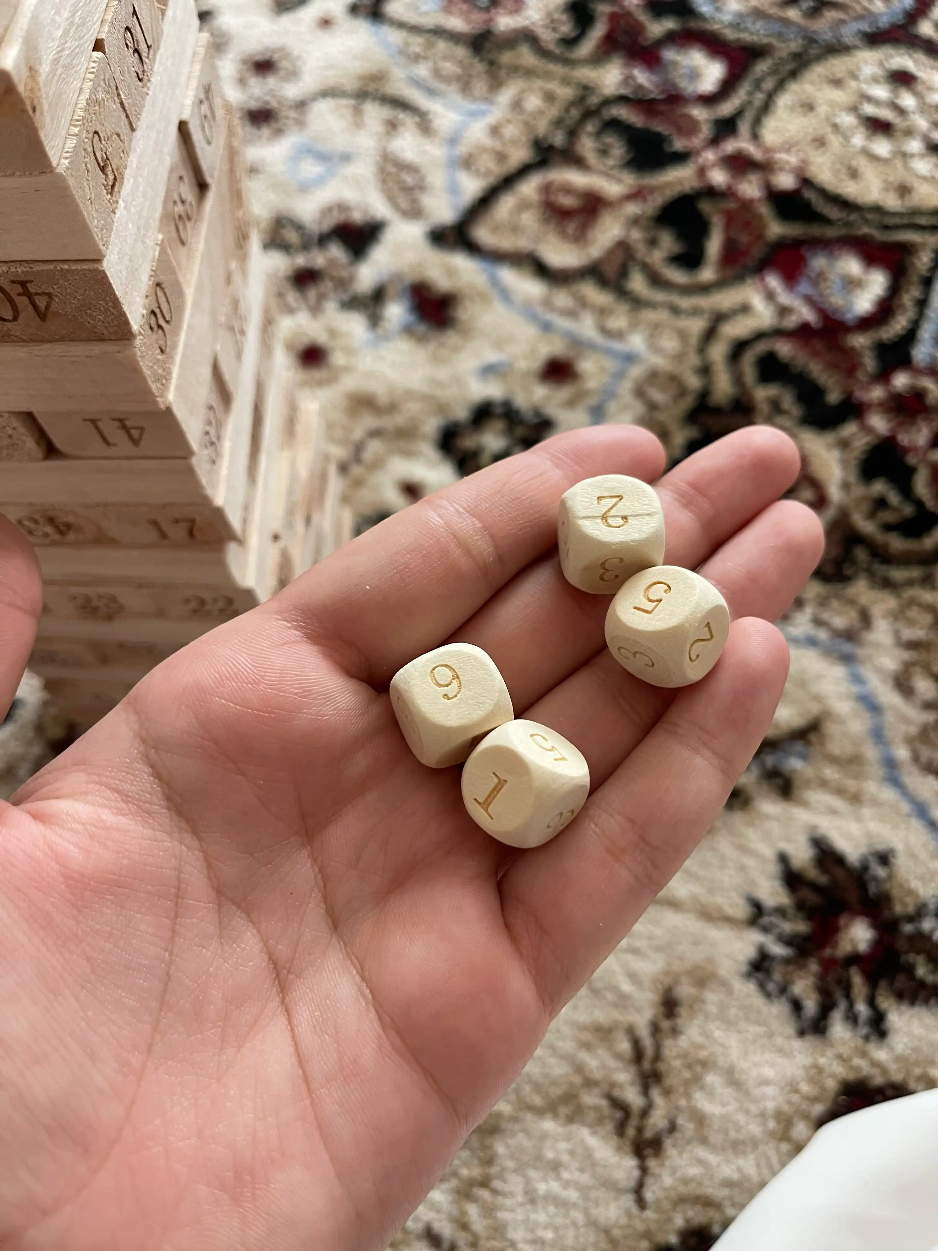 Stol o'yini Jenga, qulayotgan minora, do'stlar va oila uchun, sargish, 54 yog'och bloklari
