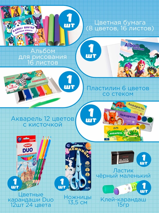 Набор школьной канцелярии для учеников 1–11 классов