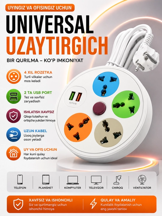 Удлинители и розетки с USB (сетевые фильтры, кабель, multi socket) - 