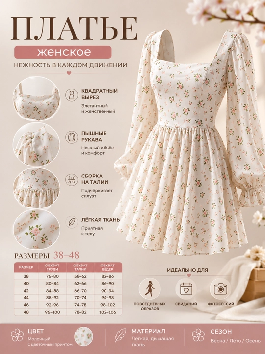 Платье женское мини с длинным рукавом