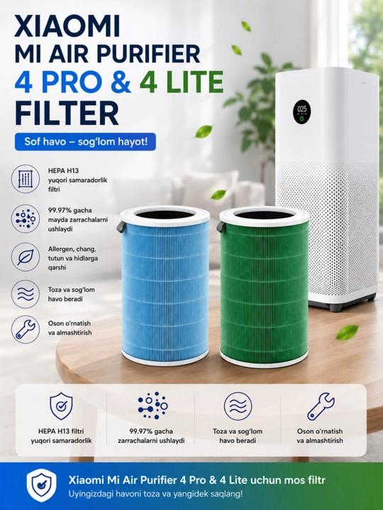 Xiaomi Mi Air Purifier 4 Pro va 4 Lite uchun Filter  Havo Tozalagich Filtri