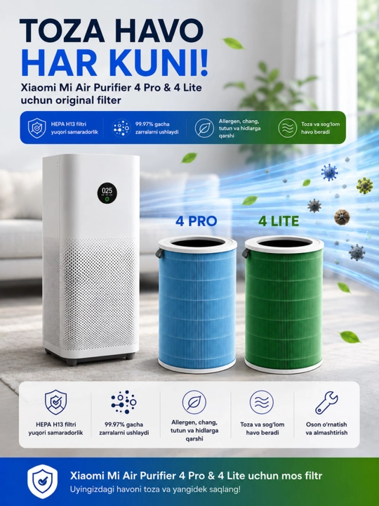 Xiaomi Mi Air Purifier 4 Pro va 4 Lite uchun Filter  Havo Tozalagich Filtri