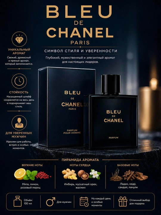 Мужские духи Bleu de Chanel, 100 мл - 