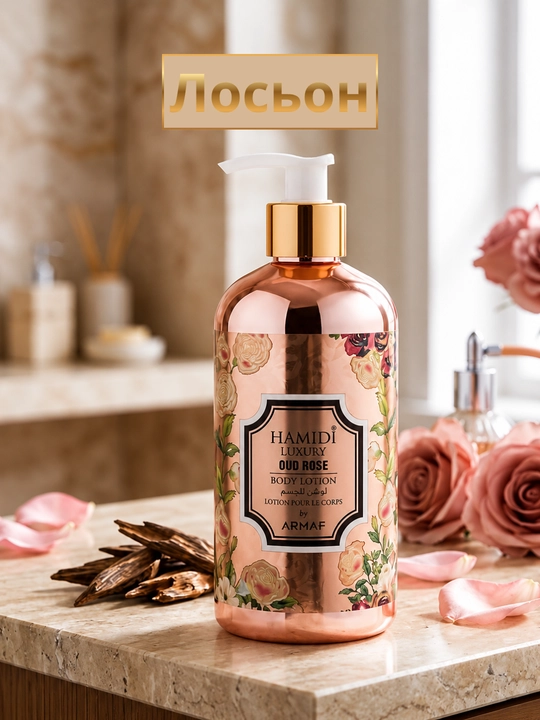 Hamidi Luxury Oud Rose увлажняющий лосьон для тела, с ароматом розы и уда, 500 мл