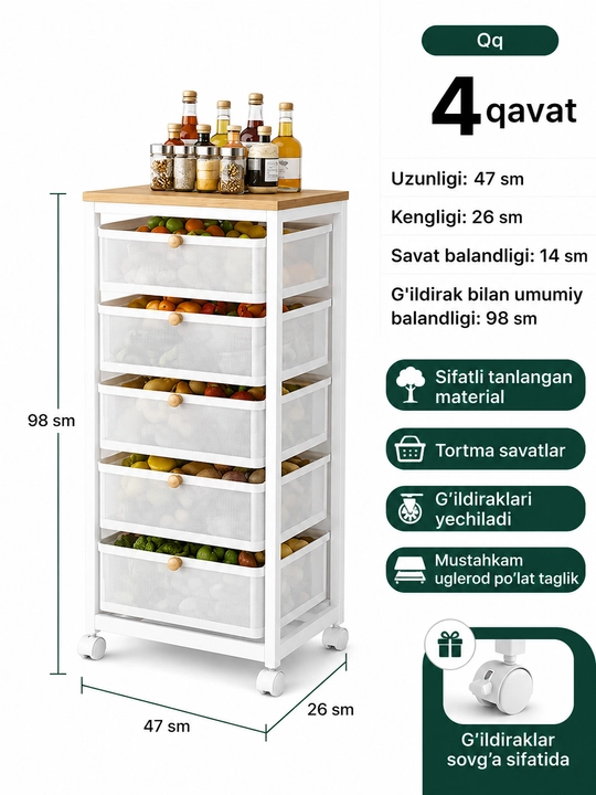Etajerka - bu oshxonada buyumlarni saqlash uchun ishlatiladigan polga o‘rnatiladigan javon