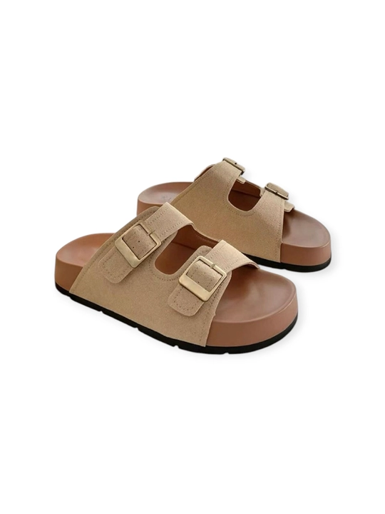Birkenstock uslubidagi ayollar shippagi, qalin tagcharmli yozgi shippak - 