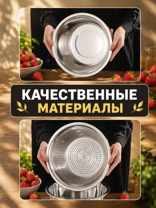 Кухонный набор 3 в 1, миска, дуршлаг и терка из нержавеющей стали