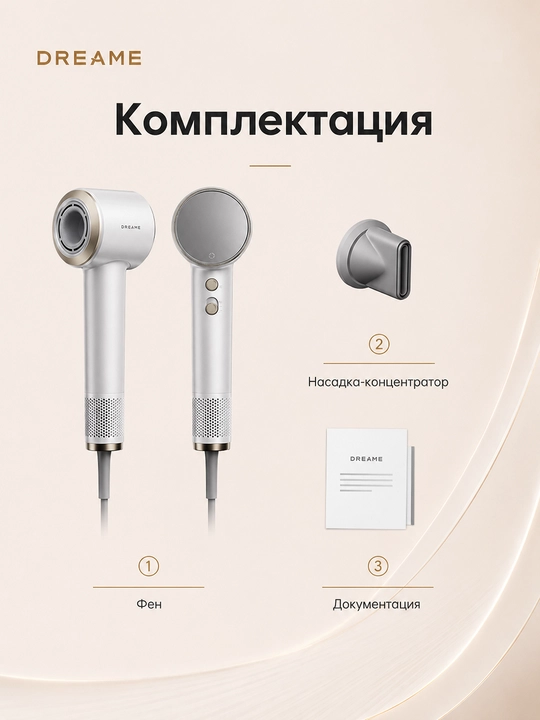 Dreame Grand feni, 110 000 ayl/daqiqa, 1600 Vt, LCD ekran, 1 mlrd ion, 7 xil ish rejimi