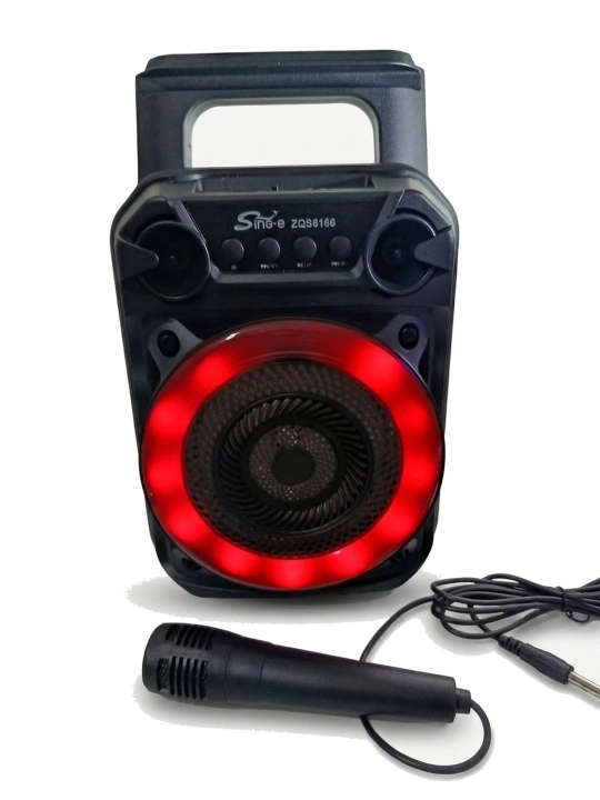 Mikrofon va LED yoritgichli Sing-e ZQS6166 ko‘chma Bluetooth karaoke karnay