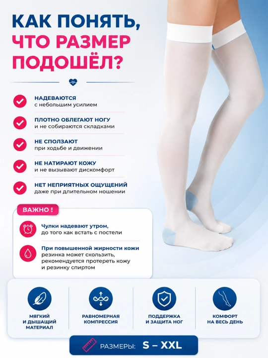Компрессионные чулки, 1-2 класс компрессии, унисекс, антиварикозные