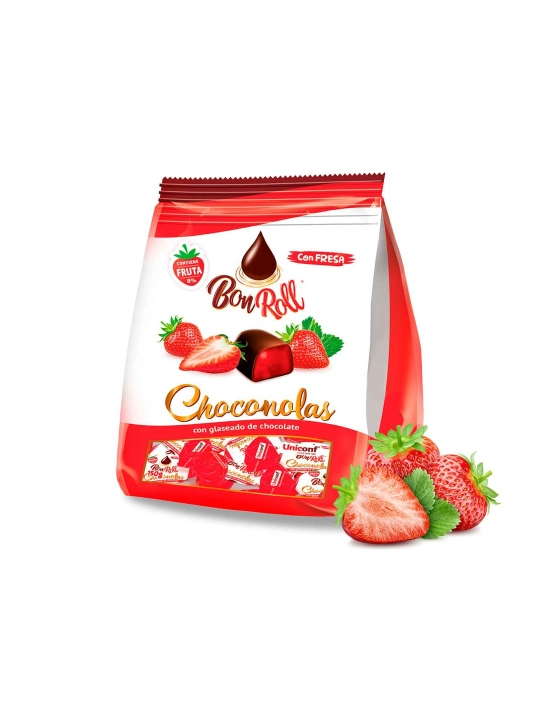 BonRoll shokoladli qulupnay jelesi, mevali, qora shokoladda, 80 g - 