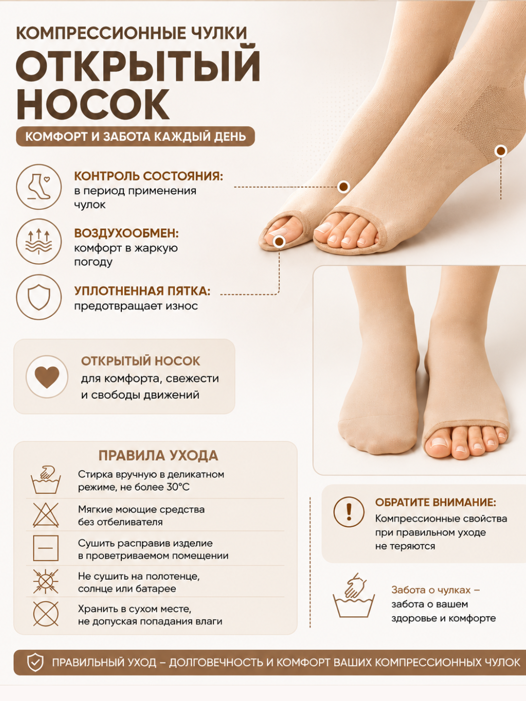 Компрессионные чулки, 1-2 класс компрессии, унисекс, антиварикозные