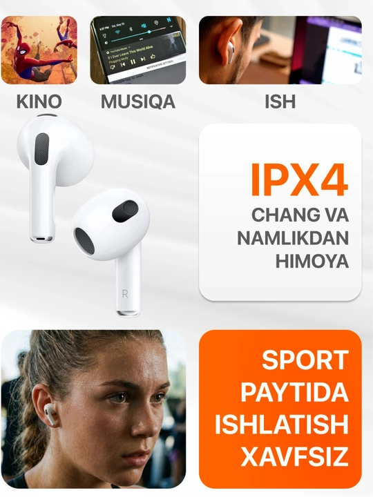 Simsiz quloqchinlar HAIDIKO Pods Pro 2,Pods Pro 3,Pods 3,Pods 4,IOS va Android uchun,2026