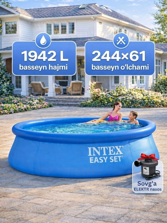 Basseyn Intex Easy set 244x61 o'lchamli, 1942litr hajmli - 