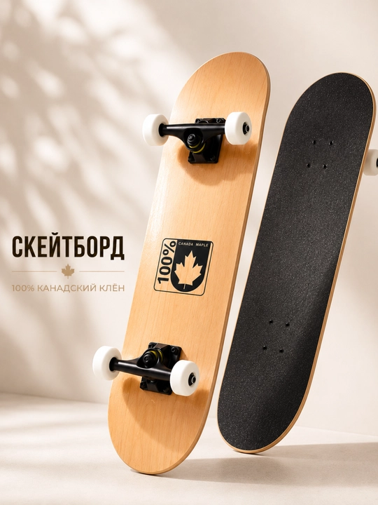 Скейтборд профессиональный, кленовая дека, ABEC-7, антискользящий, универсальный - 