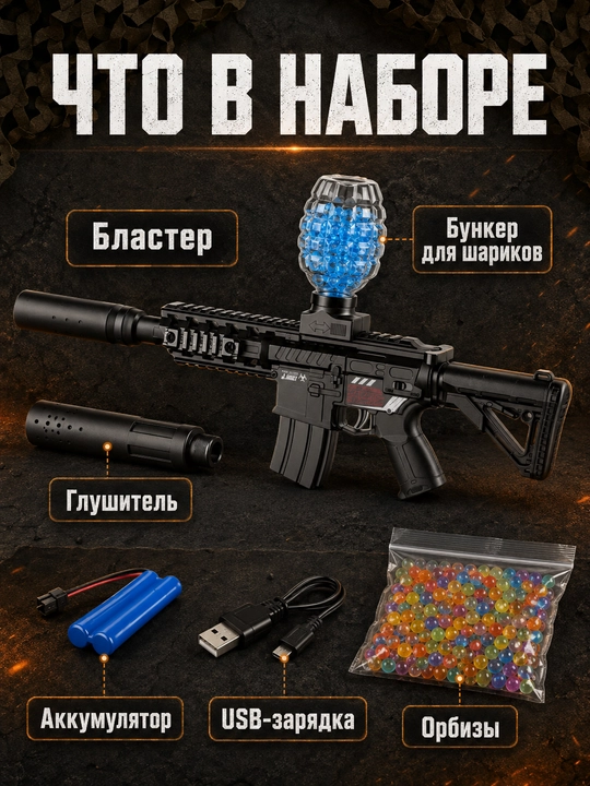 Орбиз автомат игрушка и пистолет электрический, очки и орбизы, 14+