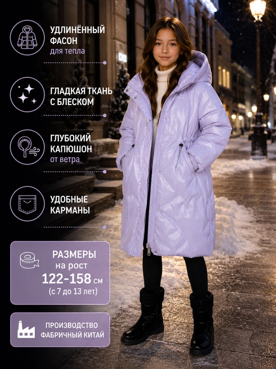Куртка для девочек, натуральный пух
