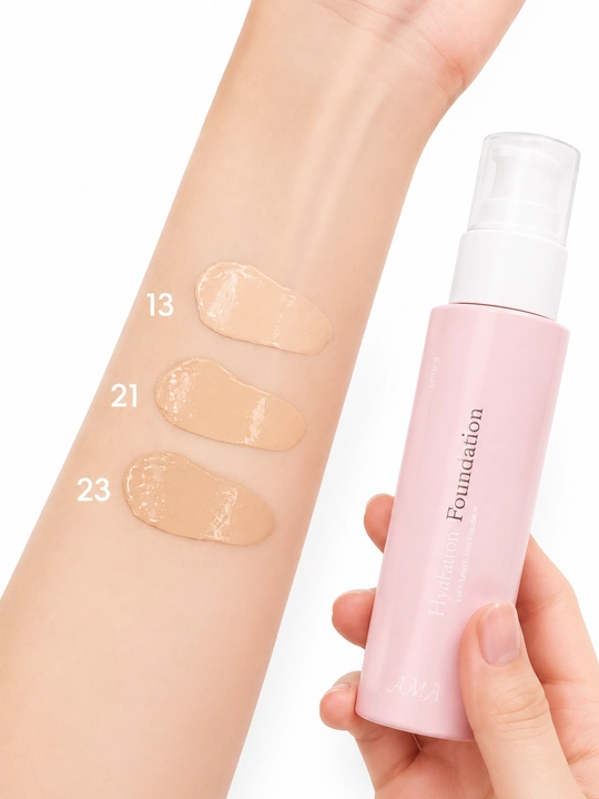 AMA Hydration Foundation увлажняющий тональный крем, с гиалуроновой кислотой, розовый флакон
