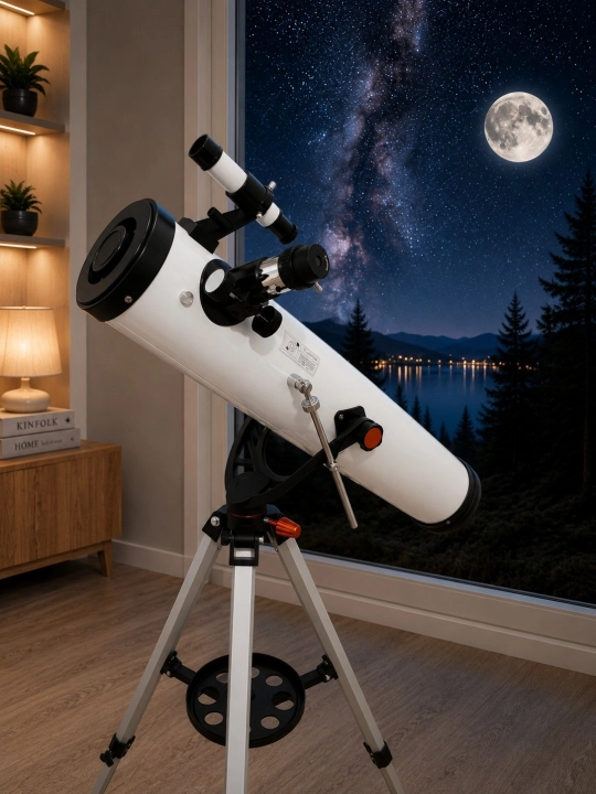 Astronomik teleskop F70076, obyektiv diametri 76 mm, 875x kattalashtirish, tripod bilan