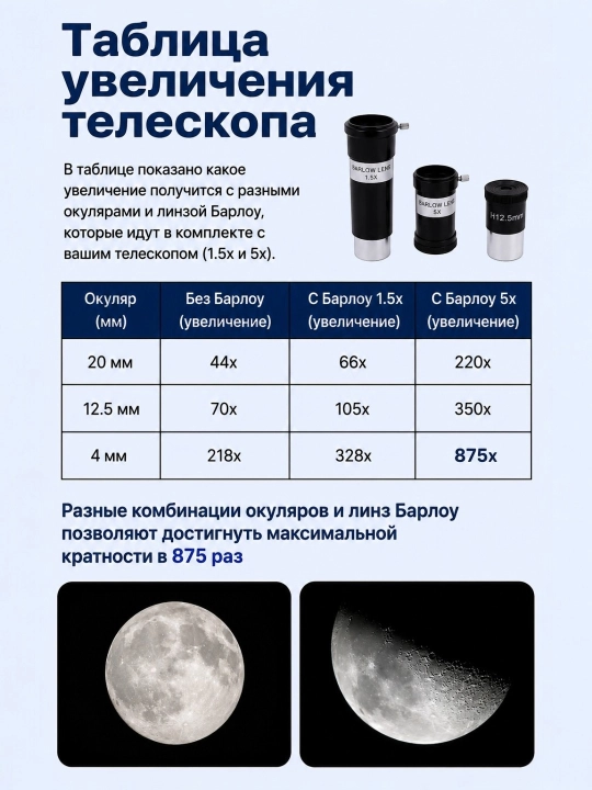 Astronomik teleskop F70076, obyektiv diametri 76 mm, 875x kattalashtirish, tripod bilan