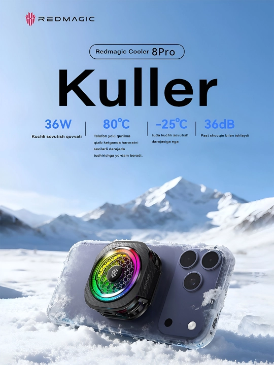 Kuler o'yin uchun sovutgichi Red Magic fan Cooler  4 Pro, 5 Pro, 7pro  Macsafe